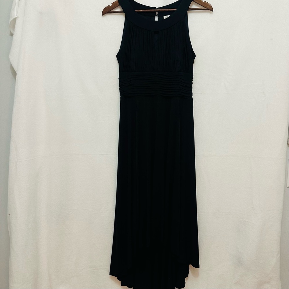Signature by Sangria Black Sleeveless Dress sz 8 high/low length side zip